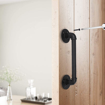 2Pcs Sliding Barn Door Handle 14 inch 36cm Industrial Pipe Door Pull Handle, Grab Bar, Towel Bar V324-2XDHANDL-36CMBK