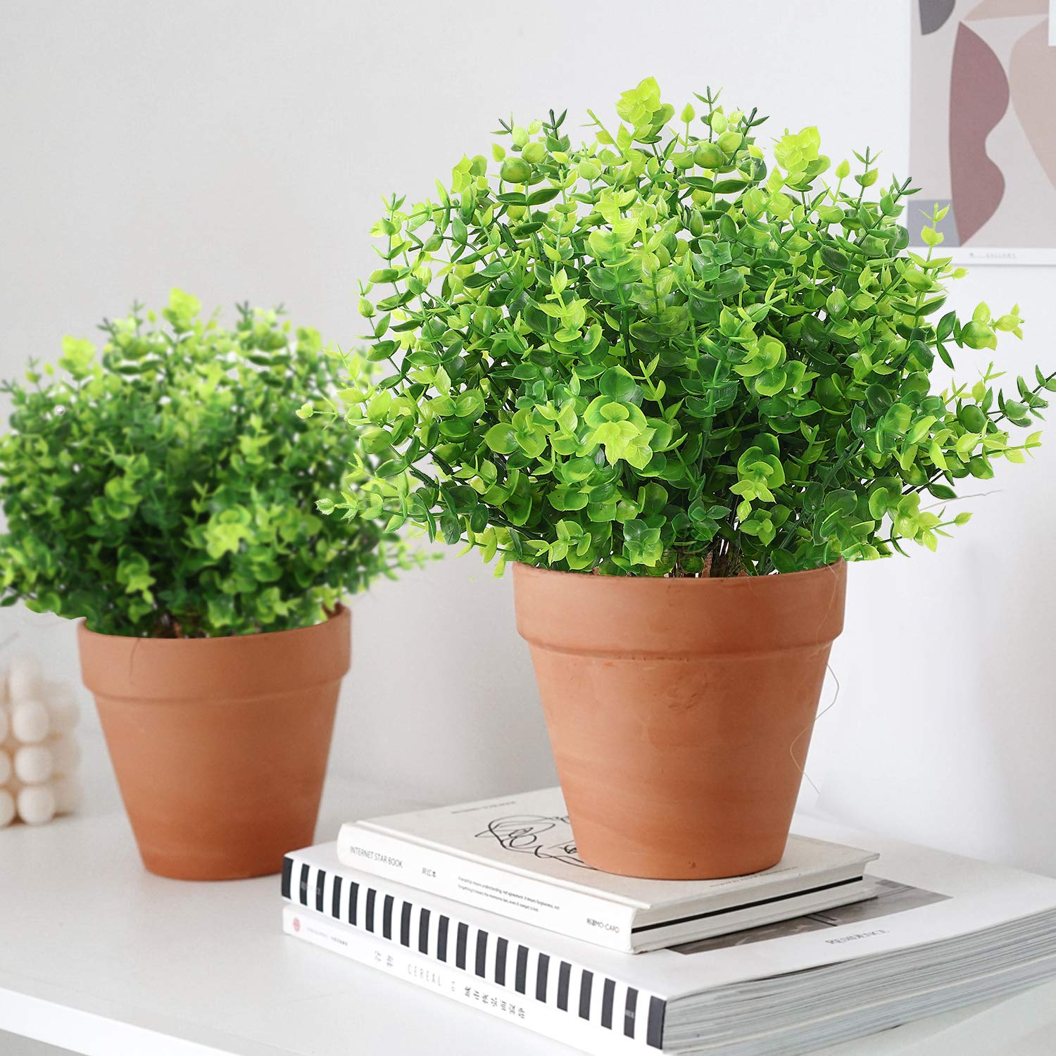 2 Pack Fake Plants Faux Artificial Eucalyptus Plants Home Garden Window Office Wedding Decoration V324-2XFK-YJL735