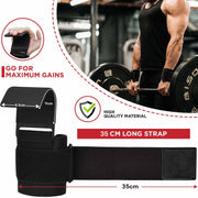 Pair Weight Lifting Hooks Straps Grip Wrist Wrap Support Powerlifting Deadlift Pull Up V324-2XFT-HOOKBK