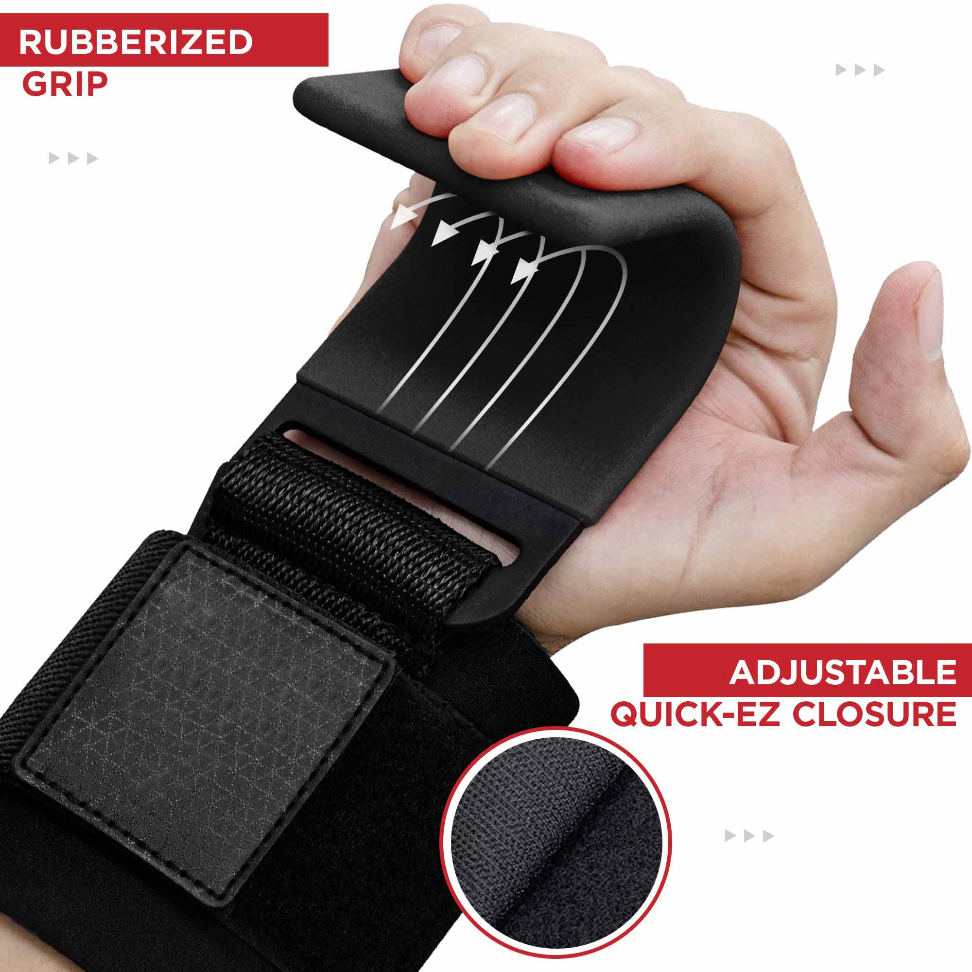 Pair Weight Lifting Hooks Straps Grip Wrist Wrap Support Powerlifting Deadlift Pull Up V324-2XFT-HOOKBK