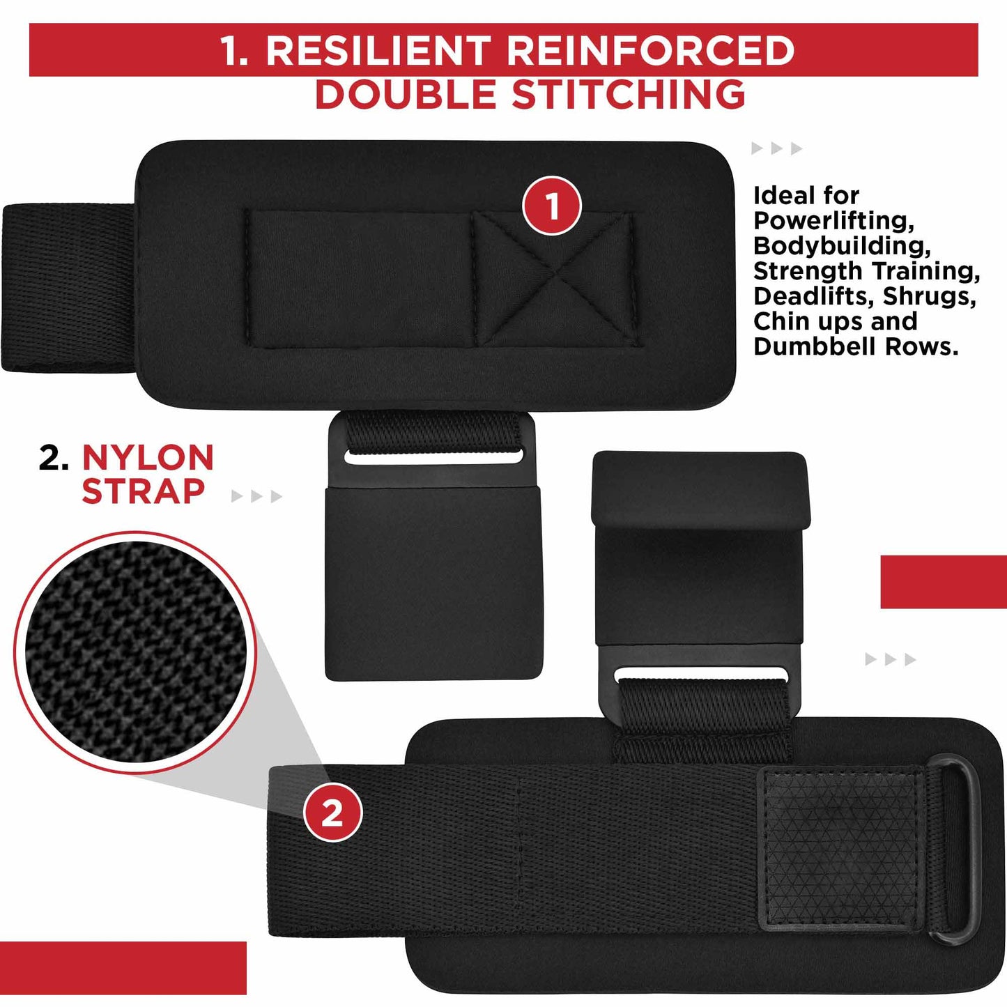 Pair Weight Lifting Hooks Straps Grip Wrist Wrap Support Powerlifting Deadlift Pull Up V324-2XFT-HOOKBK