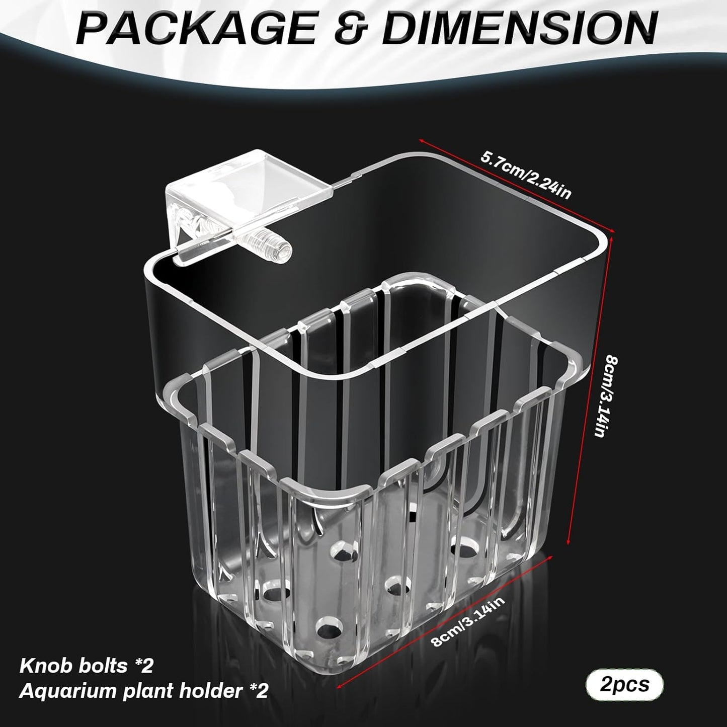 2pc Aquarium Plant Holder Clear Hanging Aquatic Planters with Hooks for Fish Tank Decor V324-2XFTPLANTER