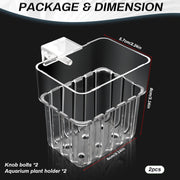 2pc Aquarium Plant Holder Clear Hanging Aquatic Planters with Hooks for Fish Tank Decor V324-2XFTPLANTER