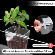 2pc Aquarium Plant Holder Clear Hanging Aquatic Planters with Hooks for Fish Tank Decor V324-2XFTPLANTER