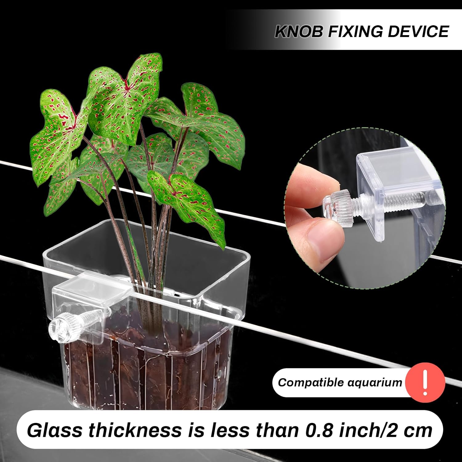 2pc Aquarium Plant Holder Clear Hanging Aquatic Planters with Hooks for Fish Tank Decor V324-2XFTPLANTER