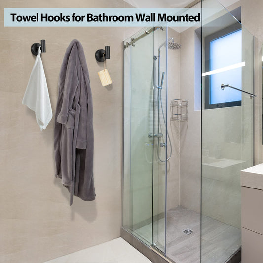 2 Pcs Wall Mount Bathroom Towel Hooks Holder Cloth Hanger Hook Kitchen Door Hanger Black V324-2XJWTCLOHOOK-DKBK