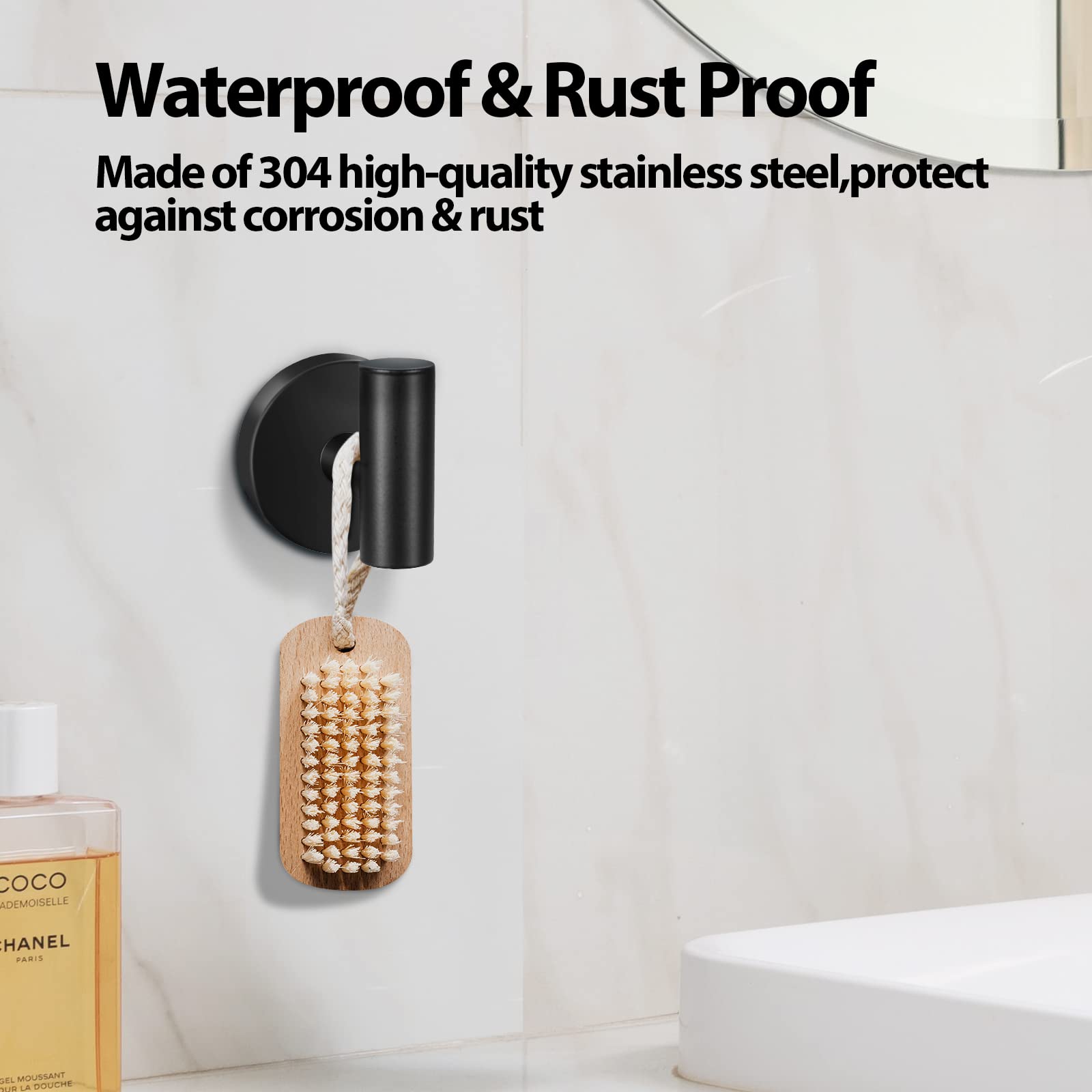 2 Pcs Wall Mount Bathroom Towel Hooks Holder Cloth Hanger Hook Kitchen Door Hanger Black V324-2XJWTCLOHOOK-DKBK