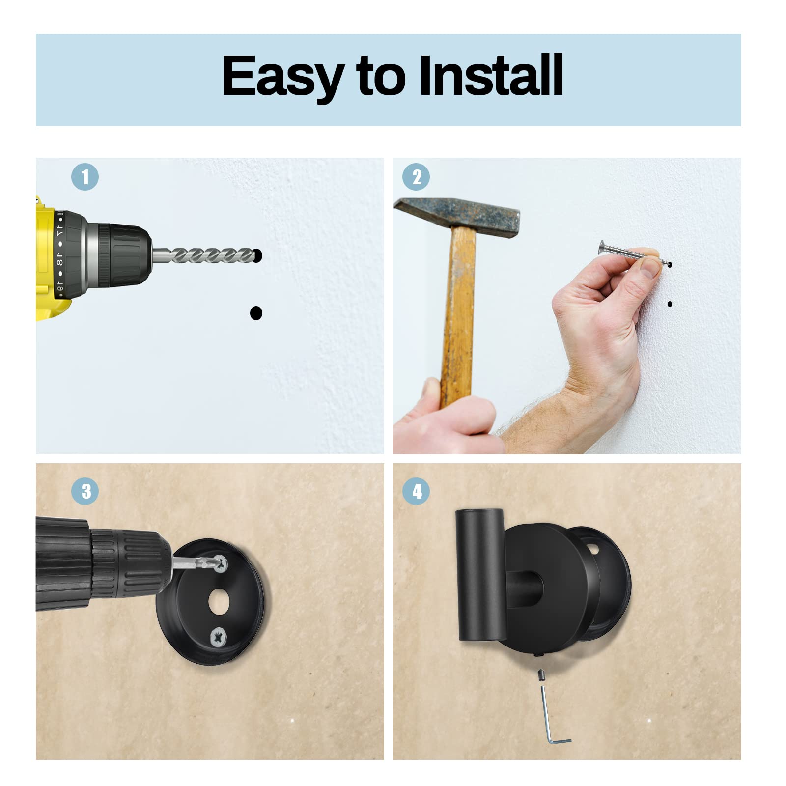 2 Pcs Wall Mount Bathroom Towel Hooks Holder Cloth Hanger Hook Kitchen Door Hanger Black V324-2XJWTCLOHOOK-DKBK
