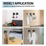 2 Pcs Wall Mount Bathroom Towel Hooks Holder Cloth Hanger Hook Kitchen Door Hanger Black V324-2XJWTCLOHOOK-DKBK