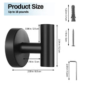 2 Pcs Wall Mount Bathroom Towel Hooks Holder Cloth Hanger Hook Kitchen Door Hanger Black V324-2XJWTCLOHOOK-DKBK