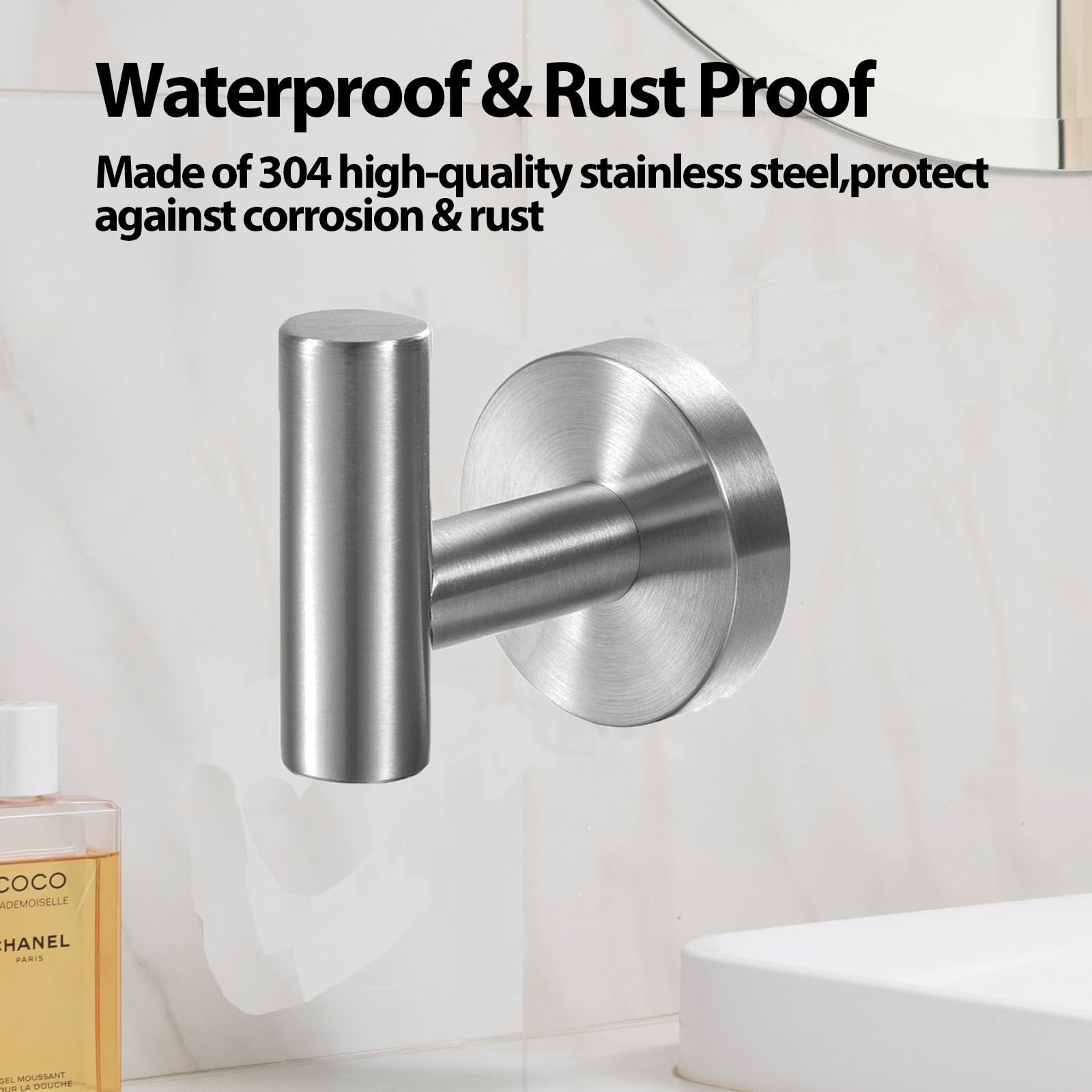 2 Pcs Wall Mount Bathroom Towel Hooks Holder Cloth Hanger Hook Kitchen Door Hanger Brushed Nickel V324-2XJWTCLOHOOK-DKBS