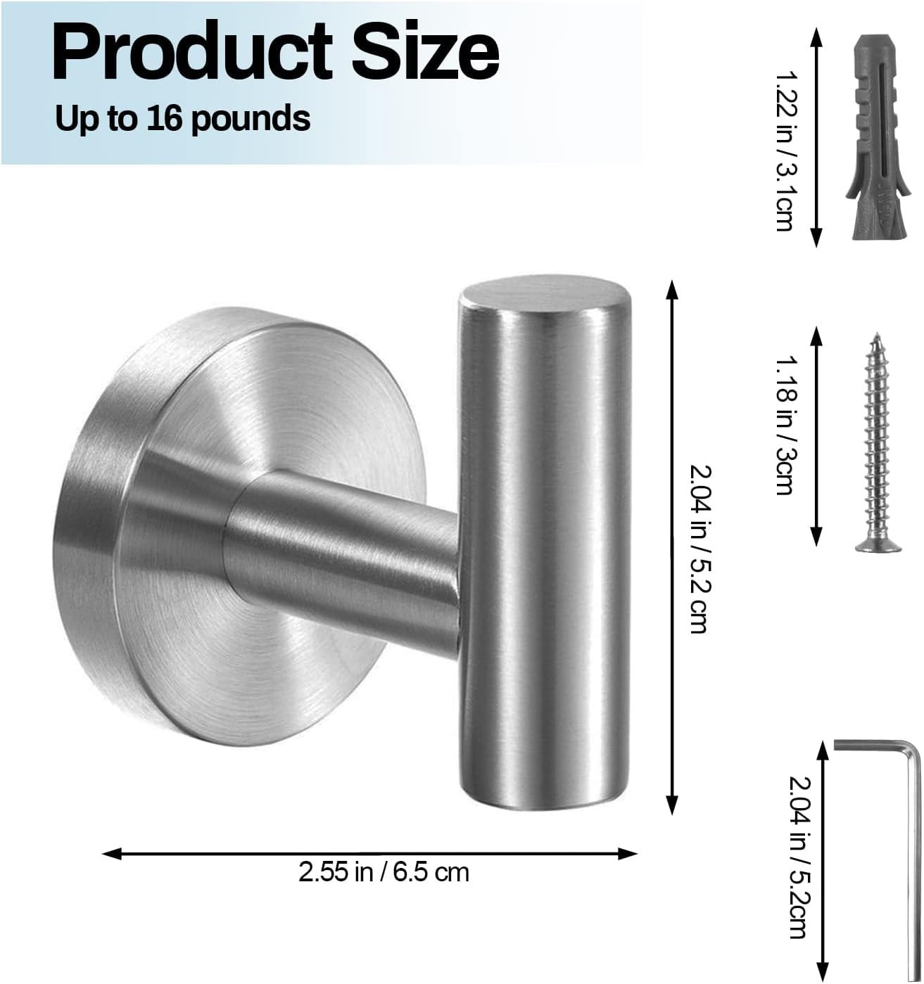 2 Pcs Wall Mount Bathroom Towel Hooks Holder Cloth Hanger Hook Kitchen Door Hanger Brushed Nickel V324-2XJWTCLOHOOK-DKBS
