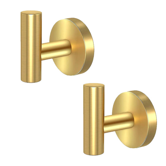 2 Pcs Wall Mount Bathroom Towel Hooks Holder Cloth Hanger Hook Kitchen Door Hanger Gold V324-2XJWTCLOHOOK-DKGD