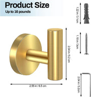 2 Pcs Wall Mount Bathroom Towel Hooks Holder Cloth Hanger Hook Kitchen Door Hanger Gold V324-2XJWTCLOHOOK-DKGD