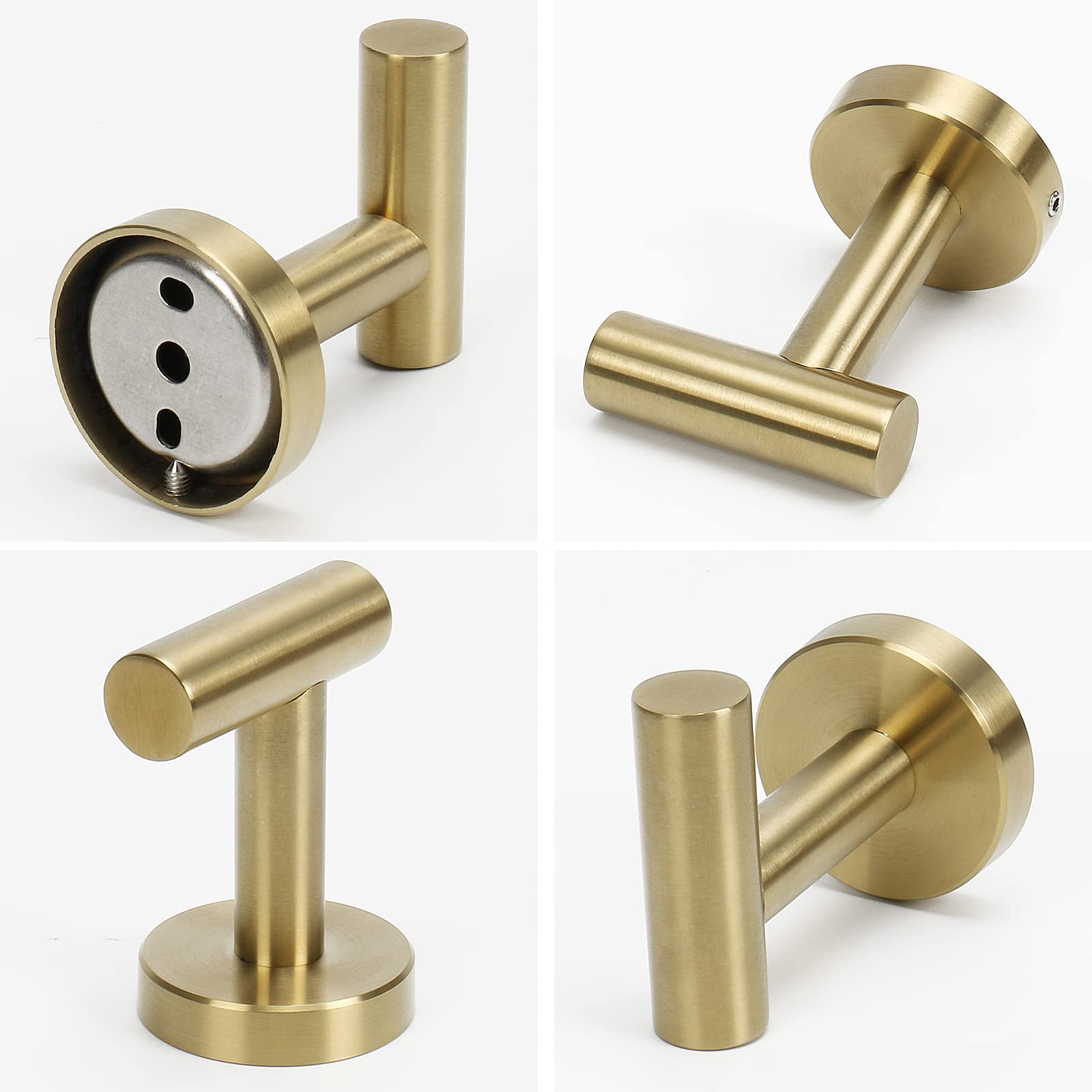 2 Pcs Wall Mount Bathroom Towel Hooks Holder Cloth Hanger Hook Kitchen Door Hanger Gold V324-2XJWTCLOHOOK-DKGD