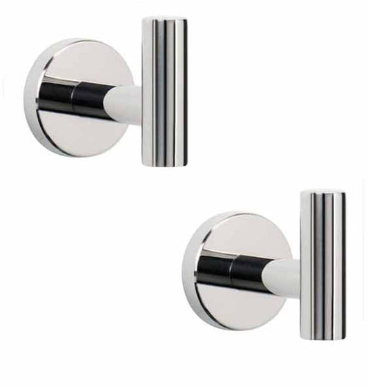 2 Pcs Wall Mount Bathroom Towel Hooks Holder Cloth Hanger Hook Kitchen Door Hanger Poliched Chrome V324-2XJWTCLOHOOK-DKSI