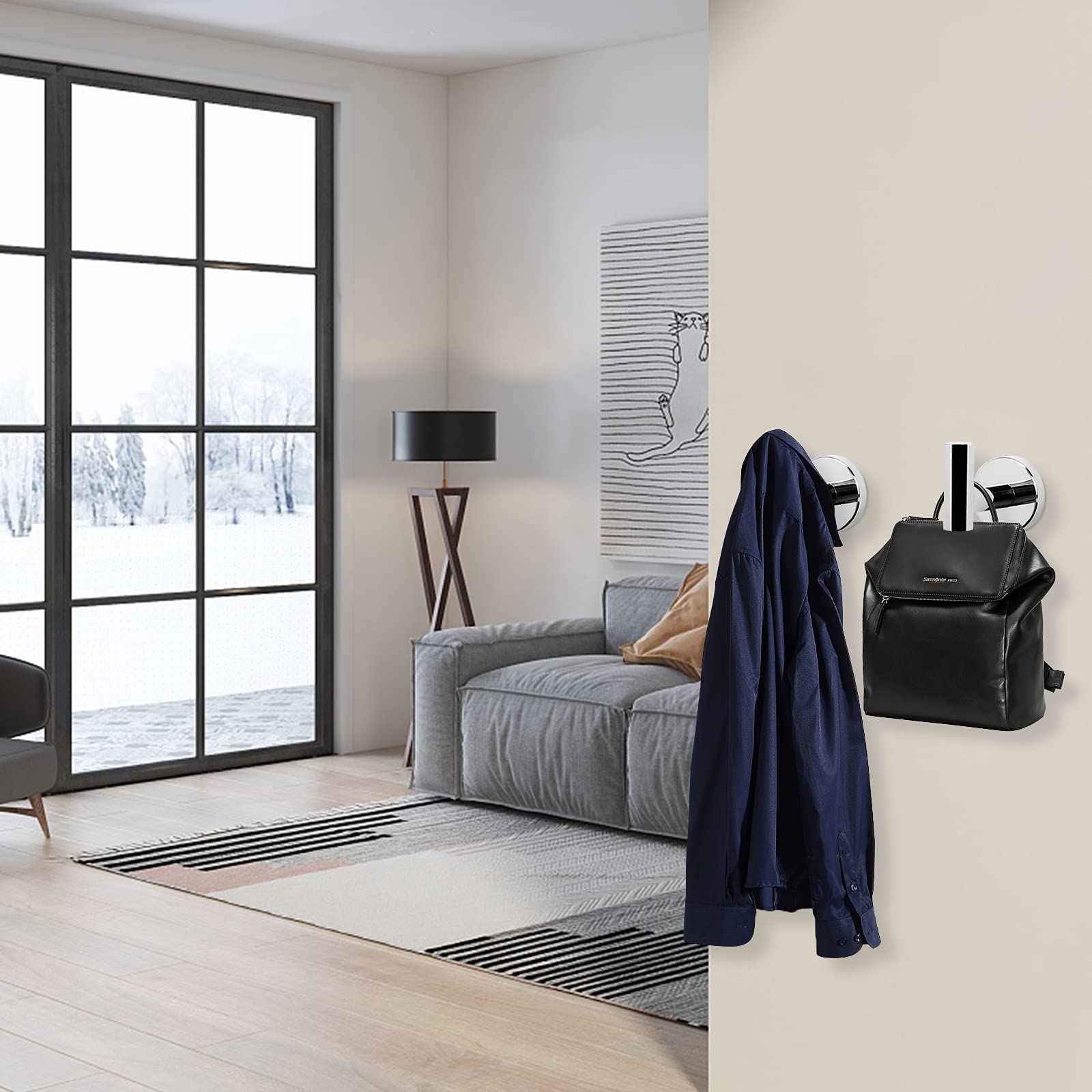 2 Pcs Wall Mount Bathroom Towel Hooks Holder Cloth Hanger Hook Kitchen Door Hanger Poliched Chrome V324-2XJWTCLOHOOK-DKSI
