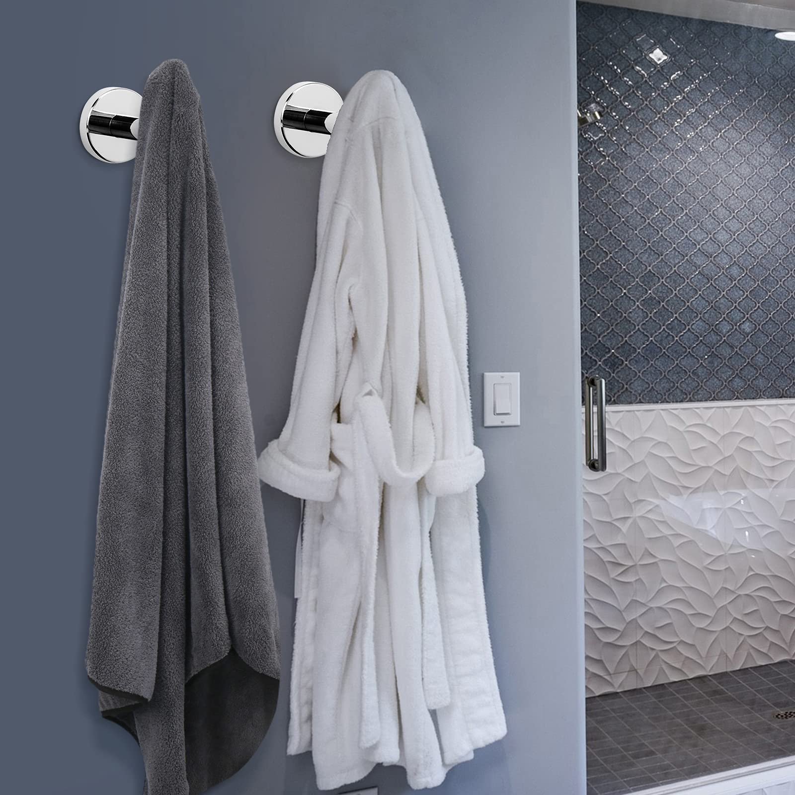 2 Pcs Wall Mount Bathroom Towel Hooks Holder Cloth Hanger Hook Kitchen Door Hanger Poliched Chrome V324-2XJWTCLOHOOK-DKSI