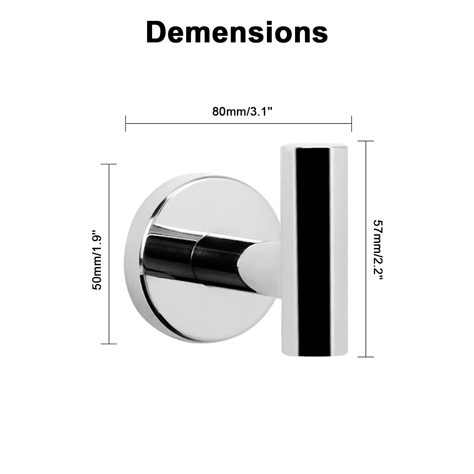 2 Pcs Wall Mount Bathroom Towel Hooks Holder Cloth Hanger Hook Kitchen Door Hanger Poliched Chrome V324-2XJWTCLOHOOK-DKSI