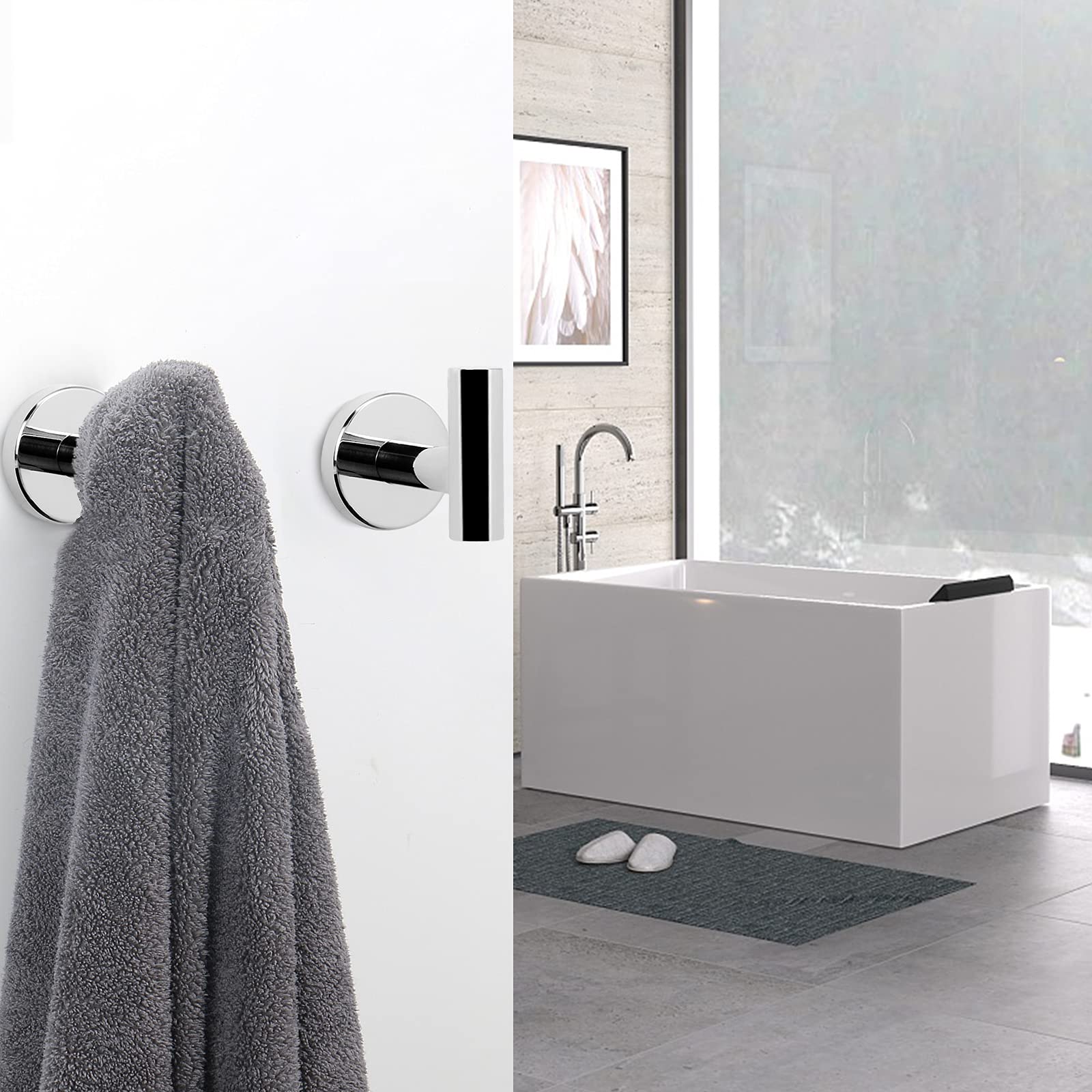 2 Pcs Wall Mount Bathroom Towel Hooks Holder Cloth Hanger Hook Kitchen Door Hanger Poliched Chrome V324-2XJWTCLOHOOK-DKSI