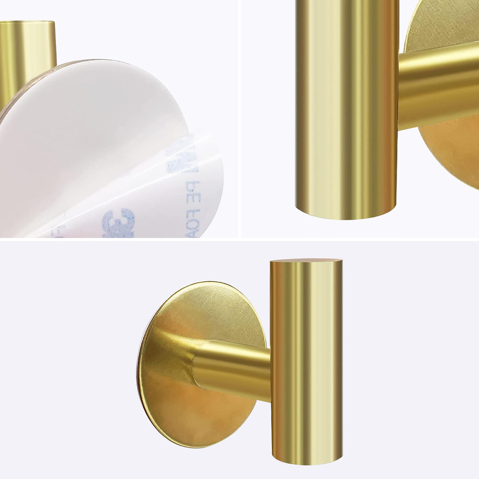 2 Pcs Wall Mount Self Adhesive Bathroom Towel Hooks Holder Cloth Hanger Hook Door Hanger Gold V324-2XJWTCLOHOOK-MDGD
