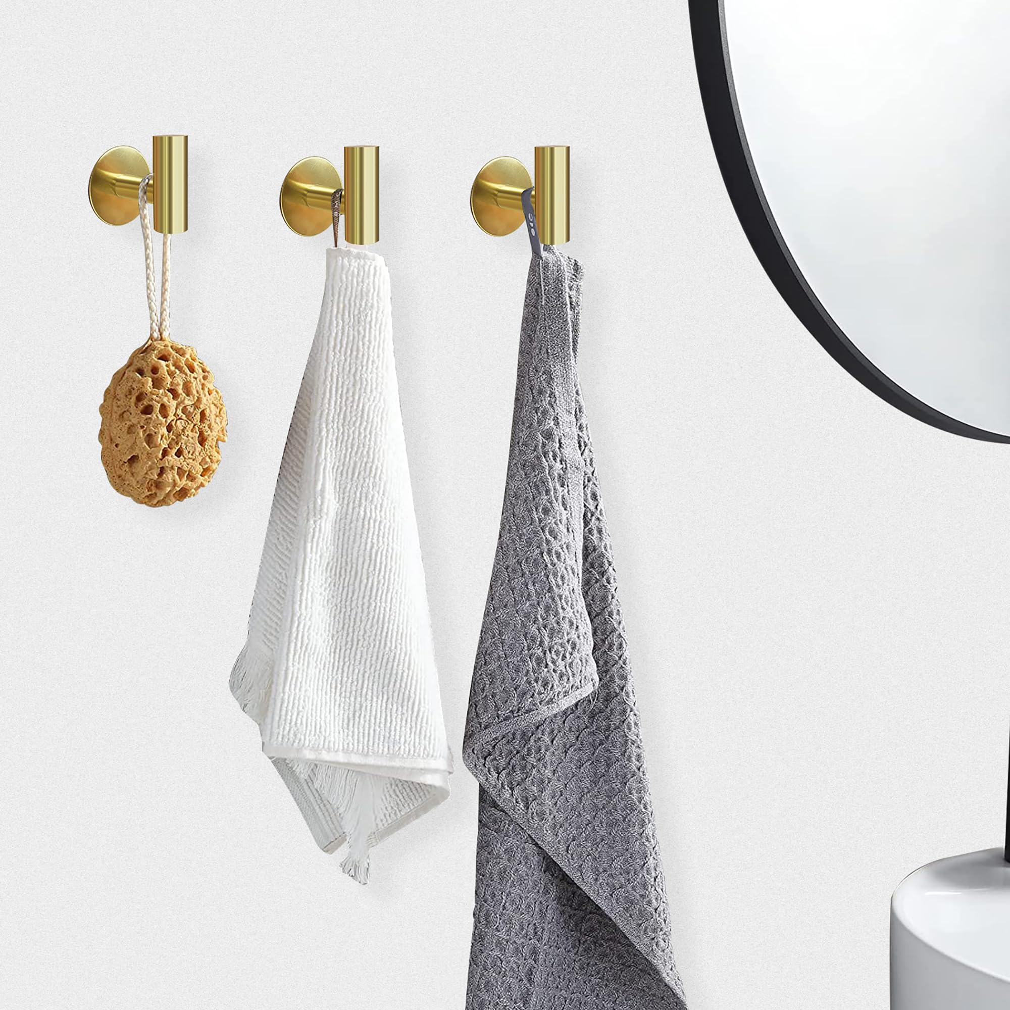 2 Pcs Wall Mount Self Adhesive Bathroom Towel Hooks Holder Cloth Hanger Hook Door Hanger Gold V324-2XJWTCLOHOOK-MDGD