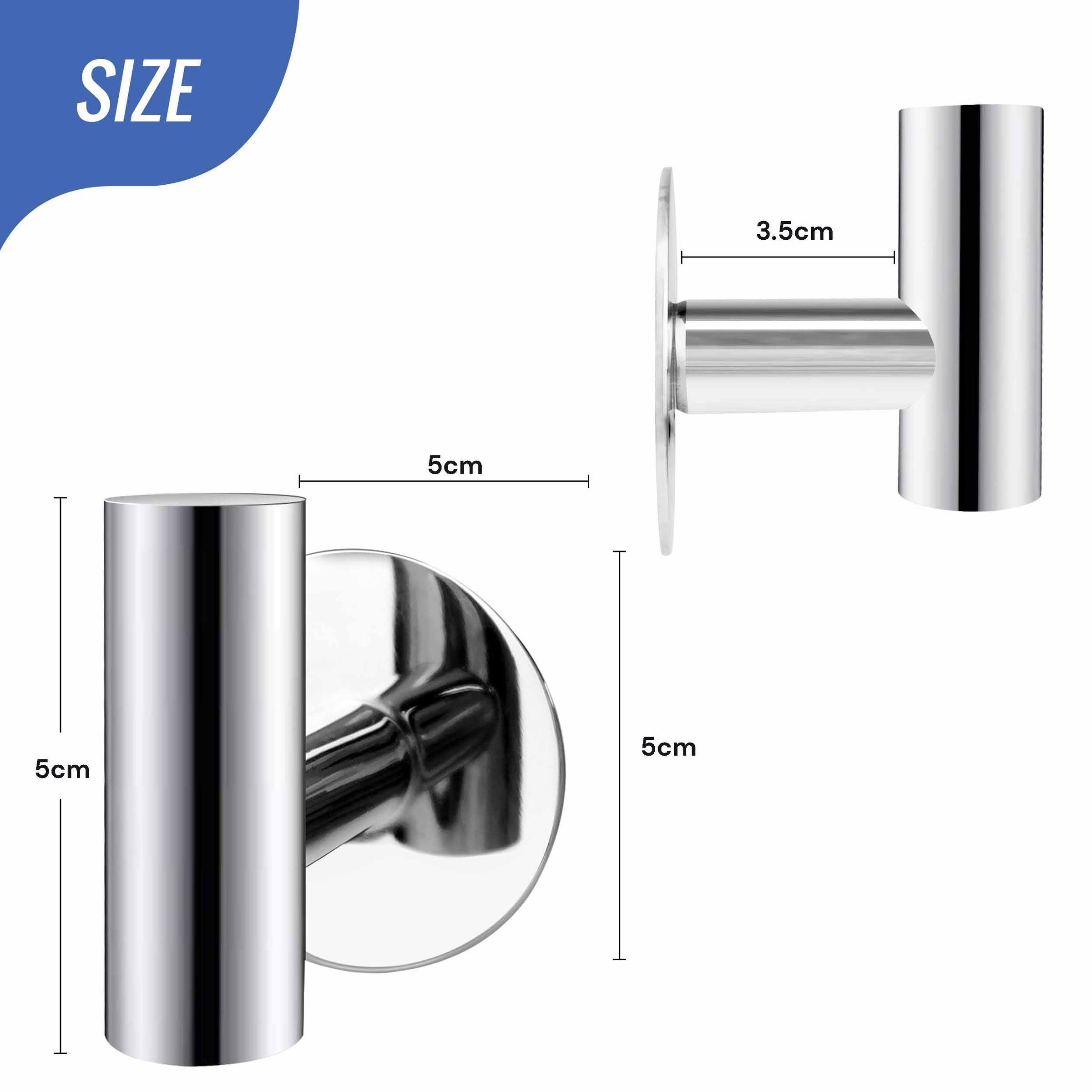 2 Pcs Wall Mount Self Adhesive Bathroom Towel Hooks Holder Cloth Hanger Hook Door Hanger Poliched Chrome V324-2XJWTCLOHOOK-MDSI