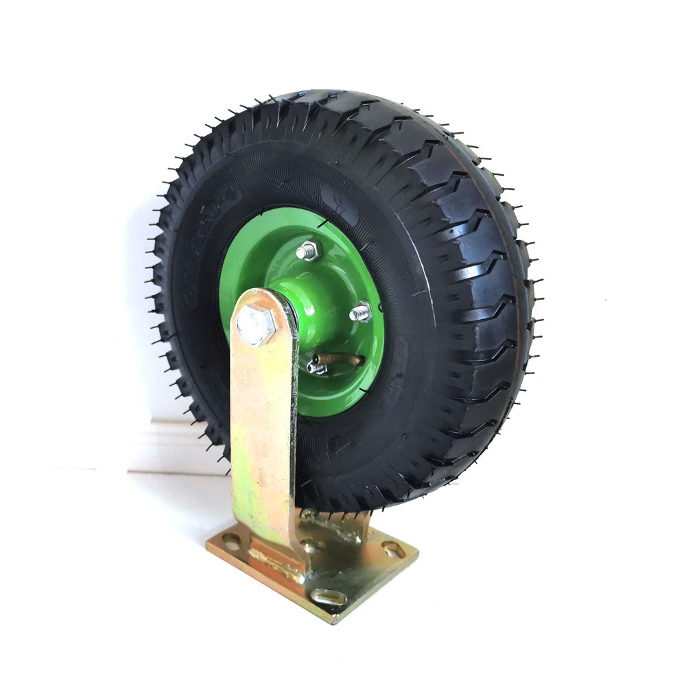 10Inch Fixed Castor Caster Pneumatic Tyres Tyre Wheel Trolley Cart Wheelbarrow V324-350-FR