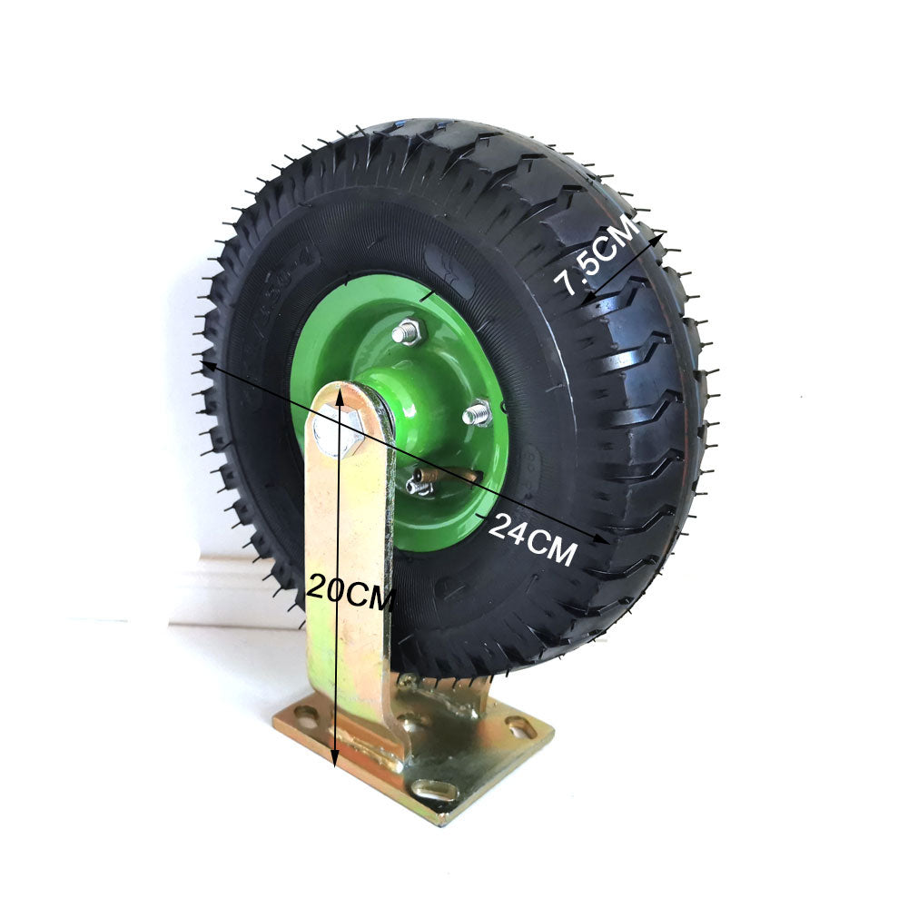 10Inch Fixed Castor Caster Pneumatic Tyres Tyre Wheel Trolley Cart Wheelbarrow V324-350-FR