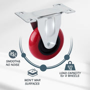 4 inch Heavy Duty Fixed Caster Casters Wheels Castor for Furniture and Workbench Cart V324-4IN-WR-WHEEL-FX