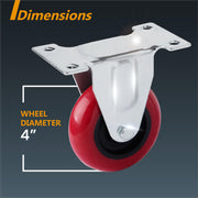 4 inch Heavy Duty Fixed Caster Casters Wheels Castor for Furniture and Workbench Cart V324-4IN-WR-WHEEL-FX