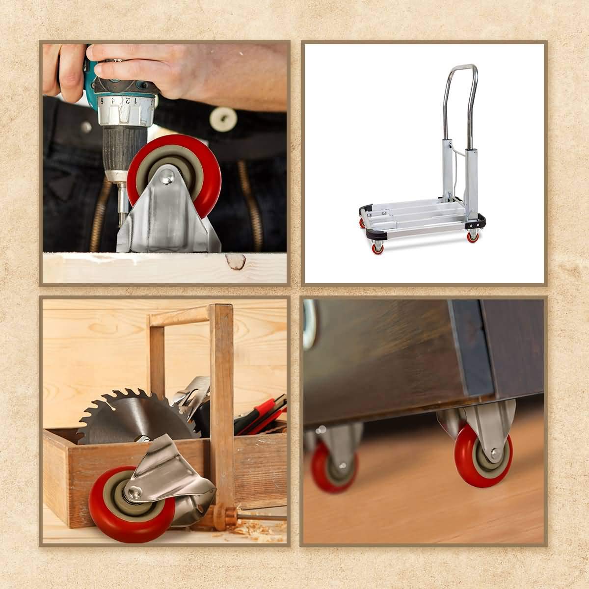 4 inch Heavy Duty Fixed Caster Casters Wheels Castor for Furniture and Workbench Cart V324-4IN-WR-WHEEL-FX