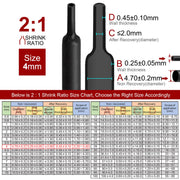 2m Polyolefin Shrink Tube 5/32" (4mm) 2:1 Ratio Heat Shrink Tubing Sleeving Wrap Shrinking V324-4MM-HTSHRINKBK-2M