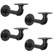 4PCS Pipe Floating Shelf Bracket Industrial Pipe Shelf Bracket Mounting Bracket Storage Racks Decor V324-4PCWBRACKET-BK