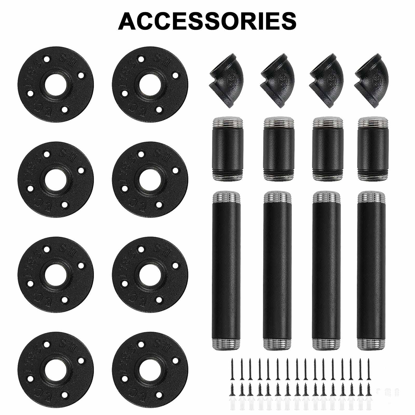 4PCS Pipe Floating Shelf Bracket Industrial Pipe Shelf Bracket Mounting Bracket Storage Racks Decor V324-4PCWBRACKET-BK