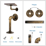 4PCS Pipe Floating Shelf Bracket Industrial Pipe Shelf Bracket Mounting Bracket Storage Racks Decor Bronze V324-4PCWBRACKET-CP
