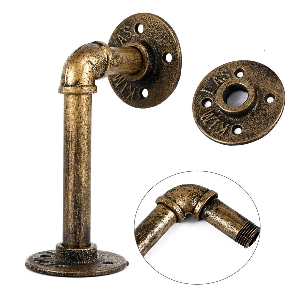 4PCS Pipe Floating Shelf Bracket Industrial Pipe Shelf Bracket Mounting Bracket Storage Racks Decor Bronze V324-4PCWBRACKET-CP