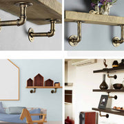 4PCS Pipe Floating Shelf Bracket Industrial Pipe Shelf Bracket Mounting Bracket Storage Racks Decor Bronze V324-4PCWBRACKET-CP