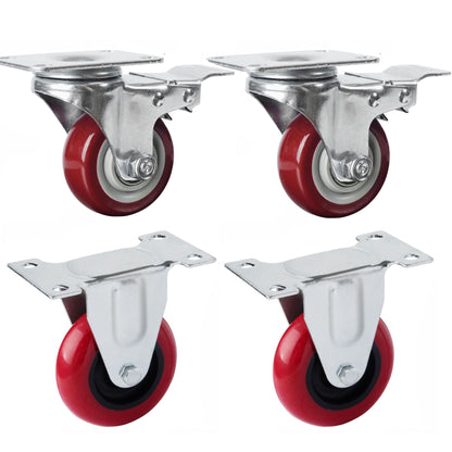 4x 4 inch Heavy Duty 2x Fixed + 2x Swivel Casters Load 520kg Lockable Castor Caster Wheels Swivel Casters V324-4X-4IN-WR-WHEEL