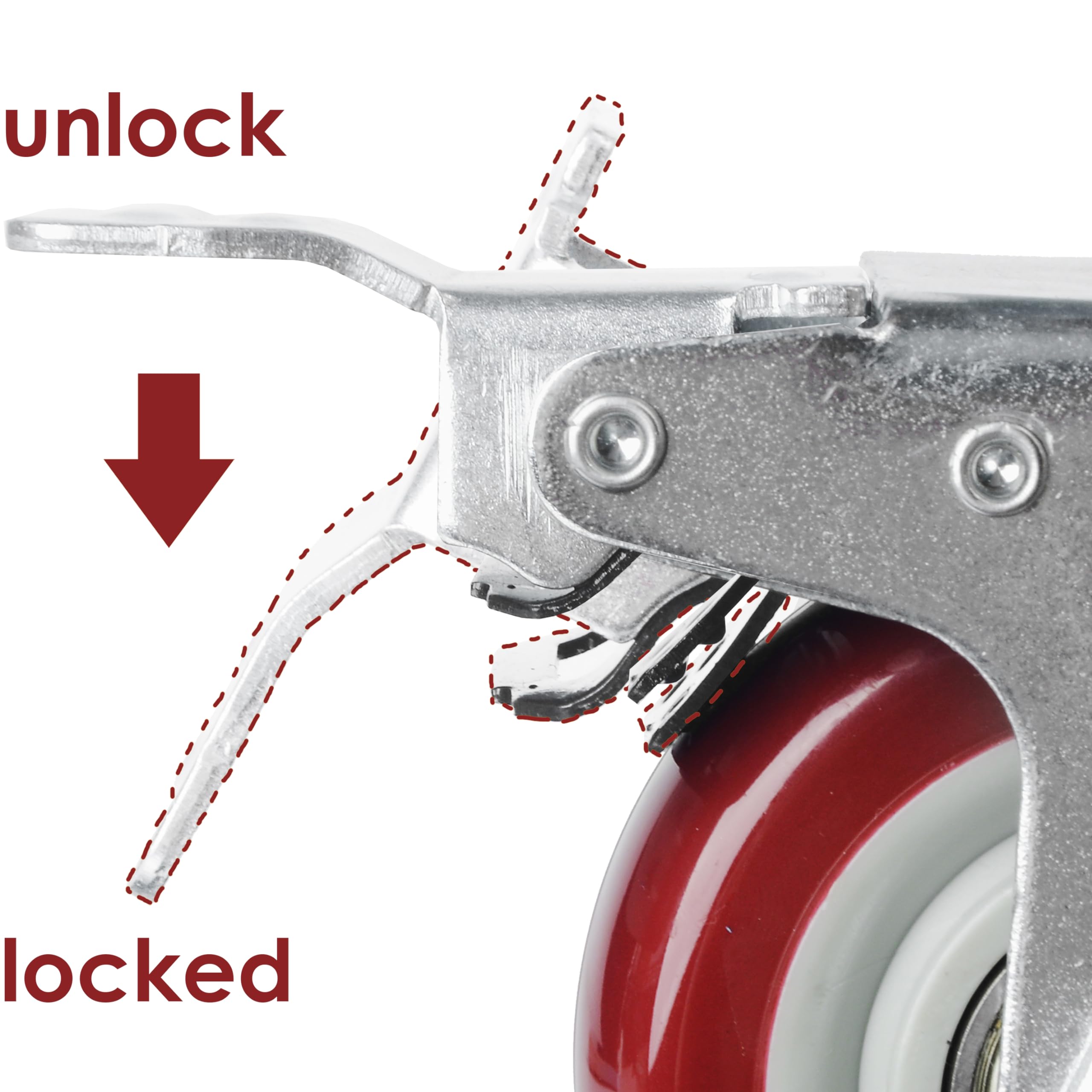 4x 4 inch Heavy Duty 2x Fixed + 2x Swivel Casters Load 520kg Lockable Castor Caster Wheels Swivel Casters V324-4X-4IN-WR-WHEEL