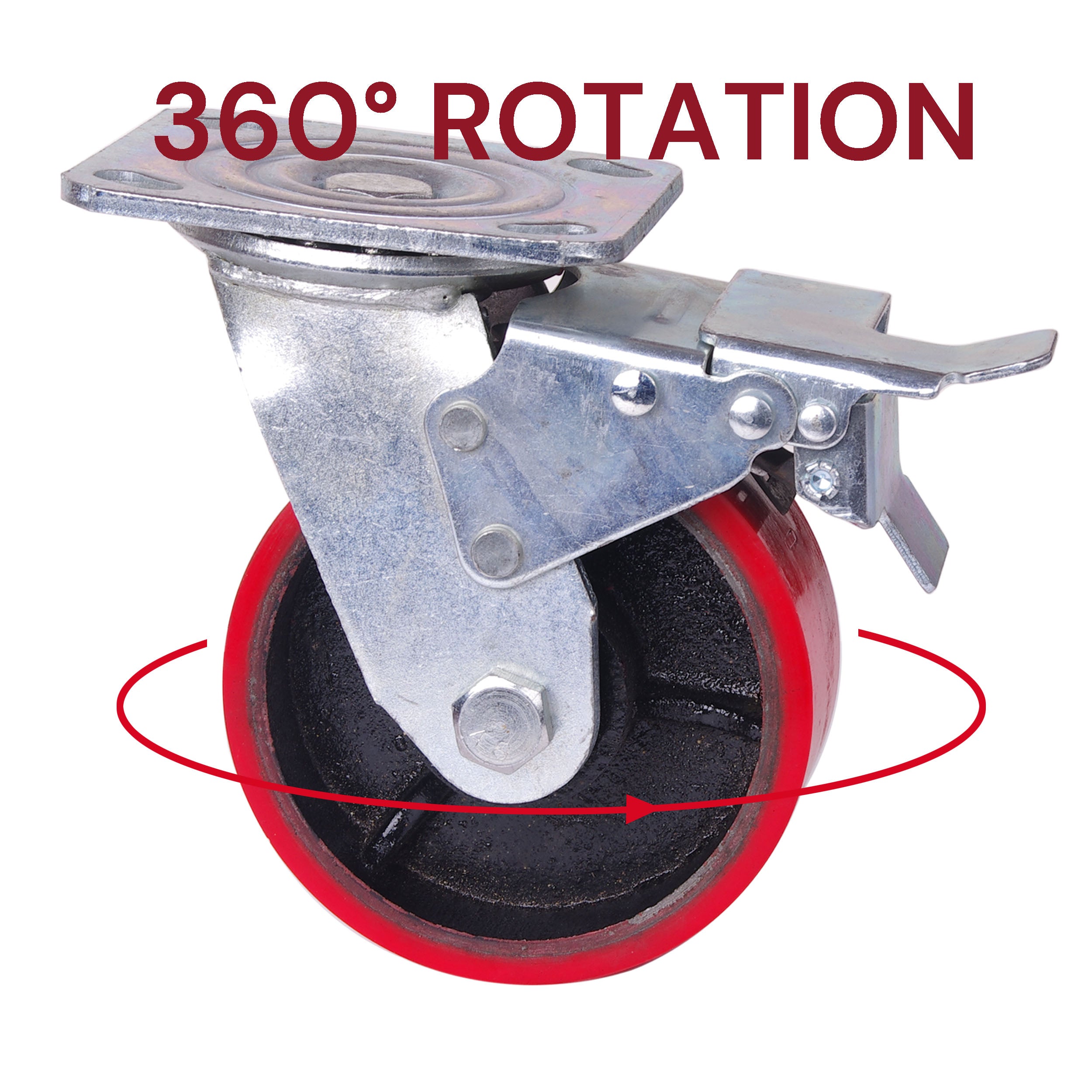4x 5 inch Industrial 2000KG Swivel Brake Locking Caster Castor Wheels Casters 2x swivel 2x fixed Furniture V324-4X-5IN-RD-WHEEL