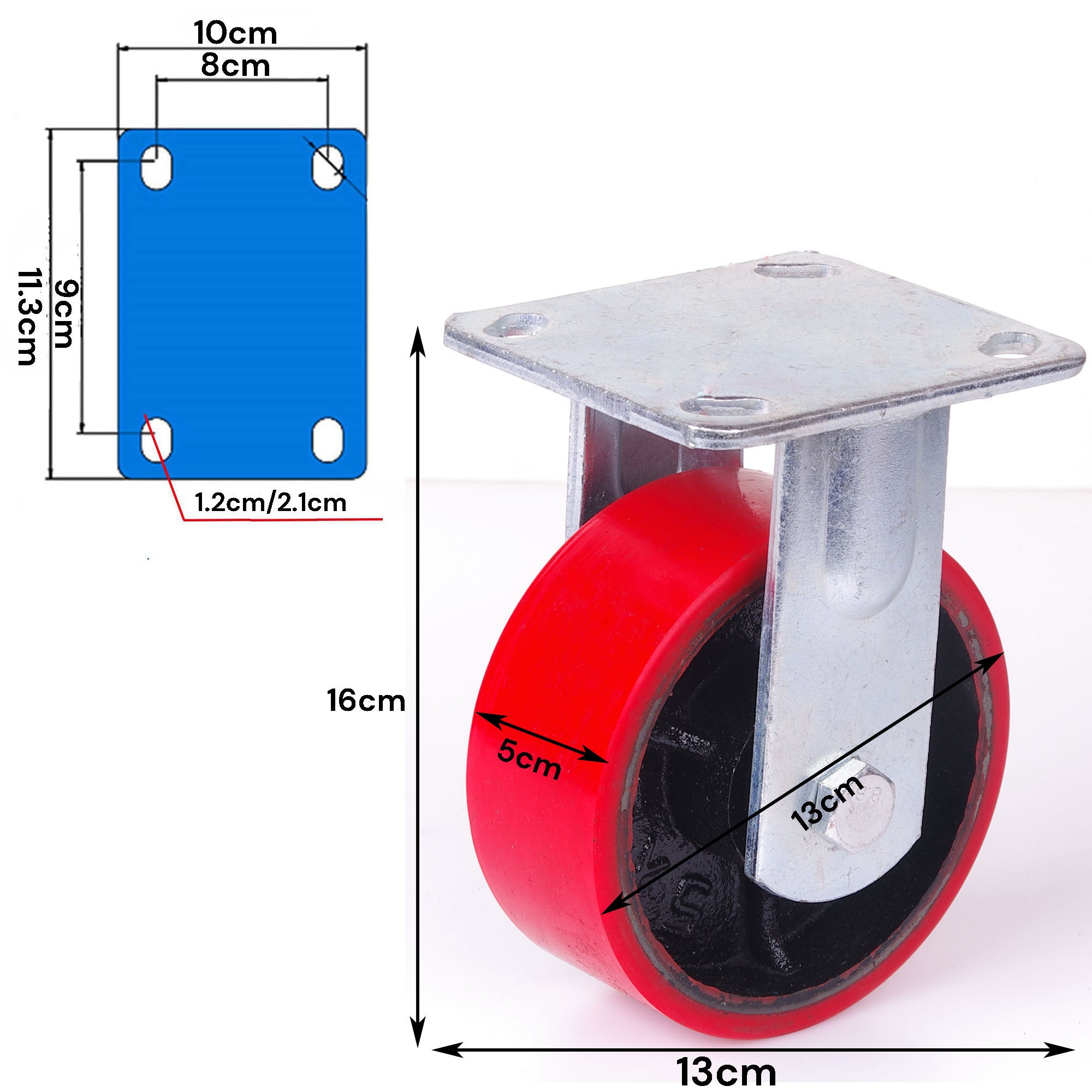 4x 5 inch Industrial 2000KG Swivel Brake Locking Caster Castor Wheels Casters 2x swivel 2x fixed Furniture V324-4X-5IN-RD-WHEEL