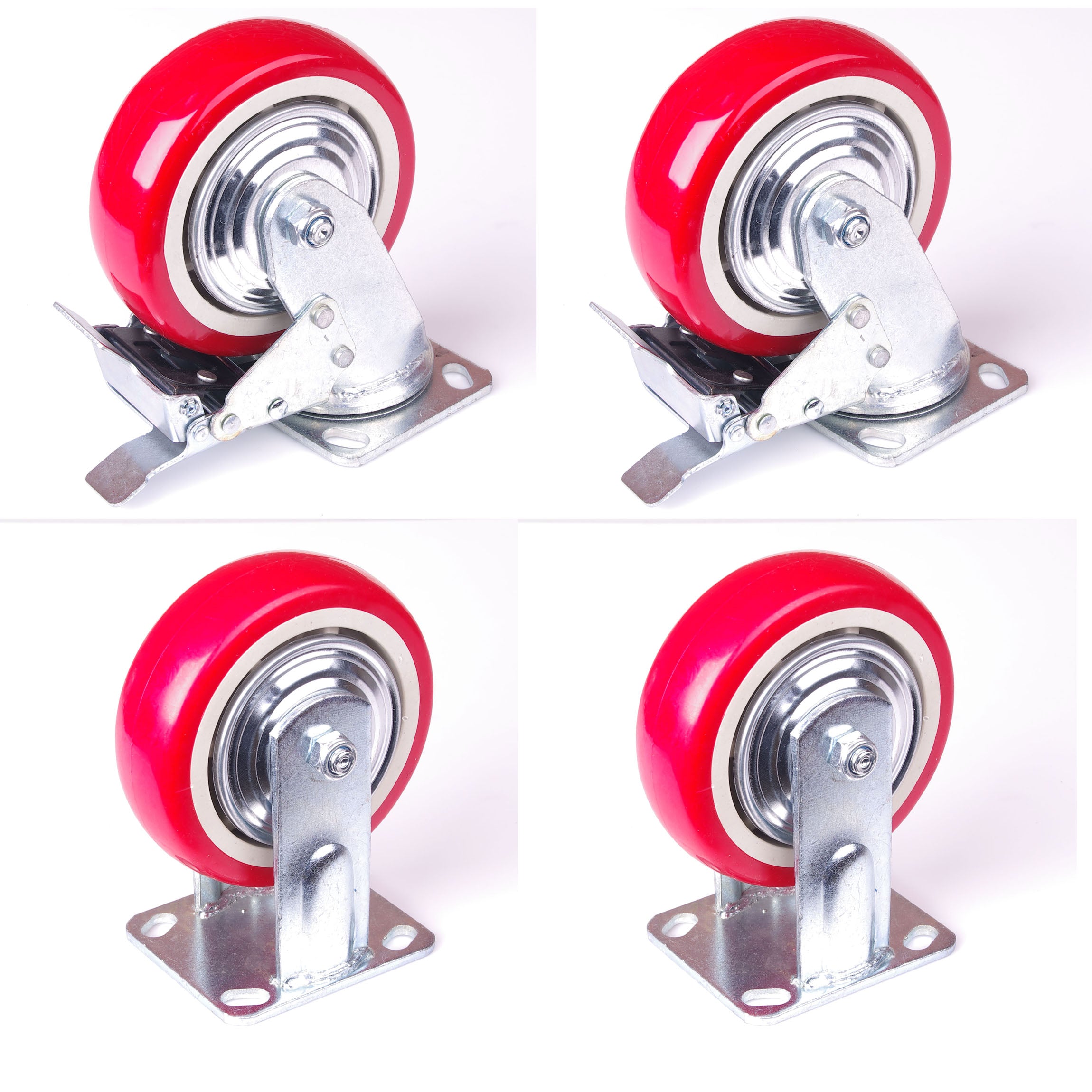 4x 6 inch Industrial Swivel Brake Locking Caster Castor Wheels Casters 2x swivel 2x fixed for Cart Furniture V324-4X-6IN-HP-WHEEL