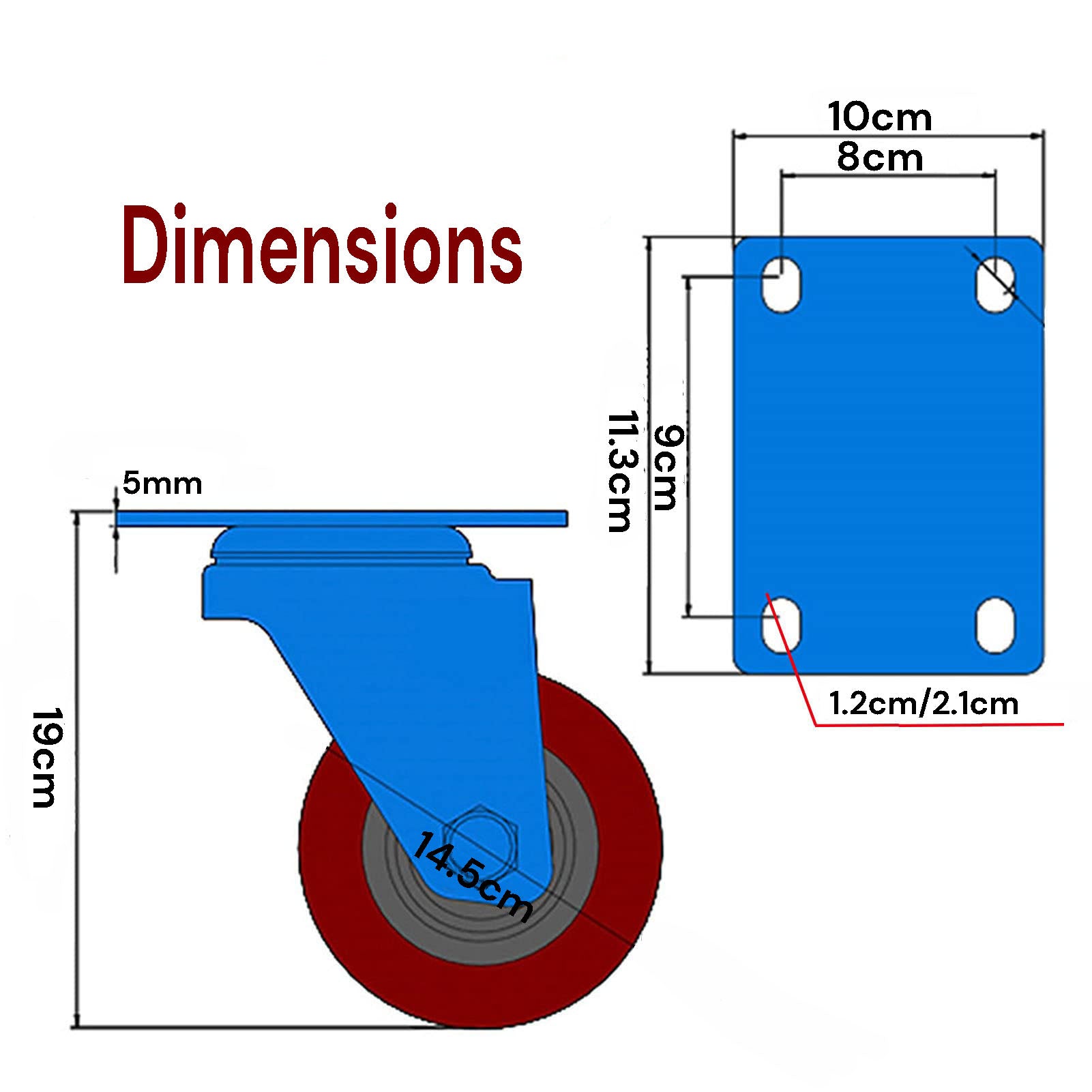 4x 6 inch Industrial Swivel Brake Locking Caster Castor Wheels Casters 2x swivel 2x fixed for Cart Furniture V324-4X-6IN-HP-WHEEL