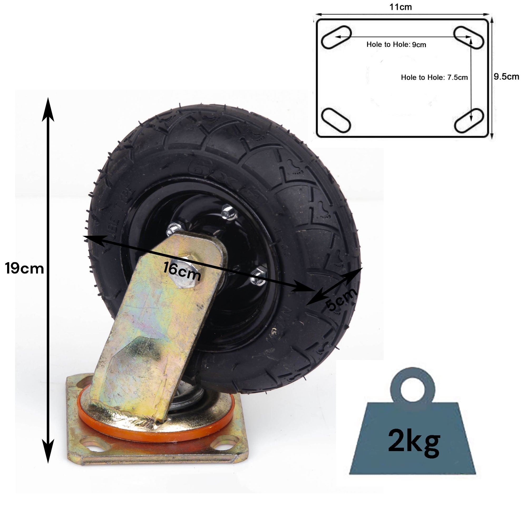 4x 6 Inch Castor Caster 2x swivel 2x fixed Pneumatic Tyres Wheels Trolley Cart Wheelbarrow V324-4X6ININFTYRE