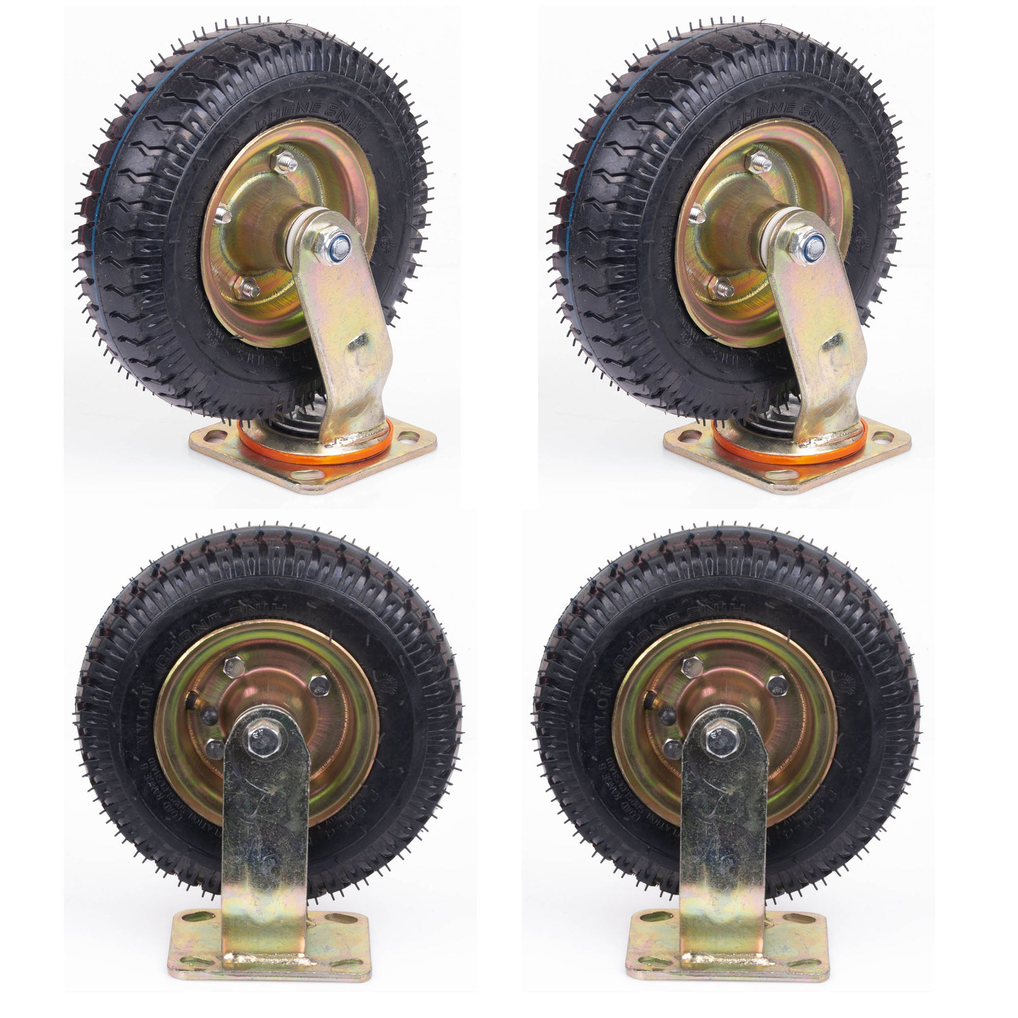 4x 8 Inch Castor Caster 2x swivel 2x fixed Pneumatic Tyres Wheels Trolley Cart Wheelbarrow V324-4X8ININFTYRE