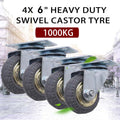 4x 6" 150mm Heavy Duty Industrial Swivel Caster Wheels (2x swivel + 2x fixed ) Castor 1000KG Trolley V324-4XBCW001-6IN