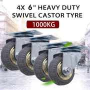 4x 6" 150mm Heavy Duty Industrial Swivel Caster Wheels (2x swivel + 2x fixed ) Castor 1000KG Trolley V324-4XBCW001-6IN