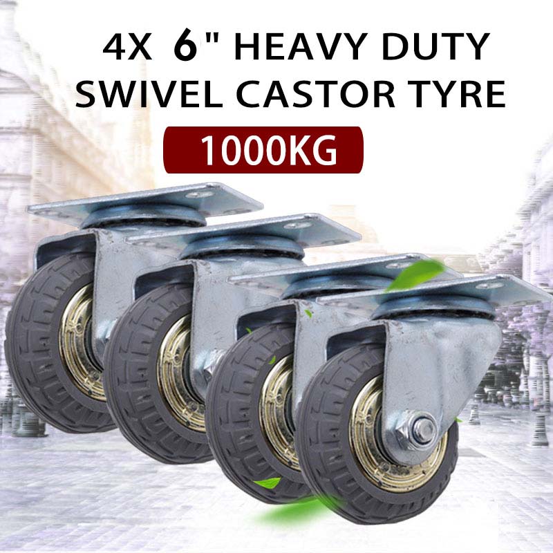 4x 6" 150mm Heavy Duty Industrial Swivel Caster Wheels (2x swivel + 2x fixed ) Castor 1000KG Trolley V324-4XBCW001-6IN