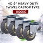 4x 6" 150mm Heavy Duty Industrial Swivel Caster Wheels (2x swivel + 2x fixed ) Castor 1000KG Trolley V324-4XBCW001-6IN